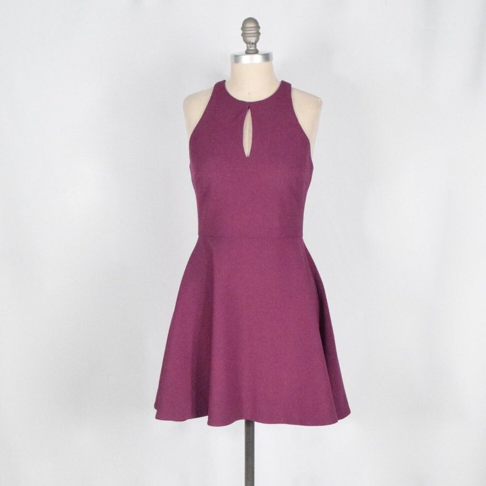 Elizabeth & James Burgundy Stretch Scuba Knit Fit & Flare Dress